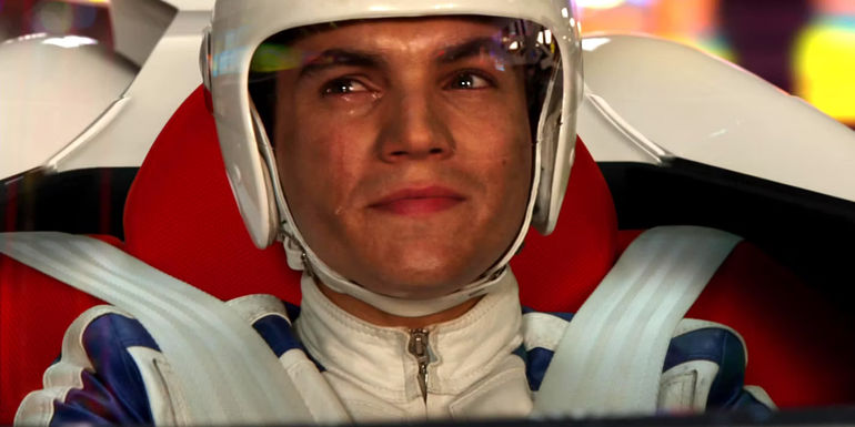 Emile Hirsch racing in Speed Racer