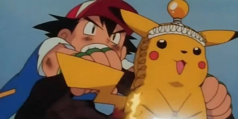 Ash hooking Pikachu up to a generator.