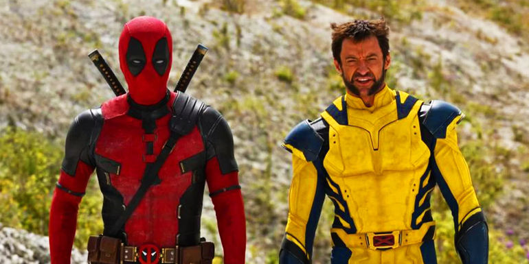 Deadpool 3 image with Ryan Reynolds' Deadpool and Hugh Jackman's Wolverine in comic-accurate costumes