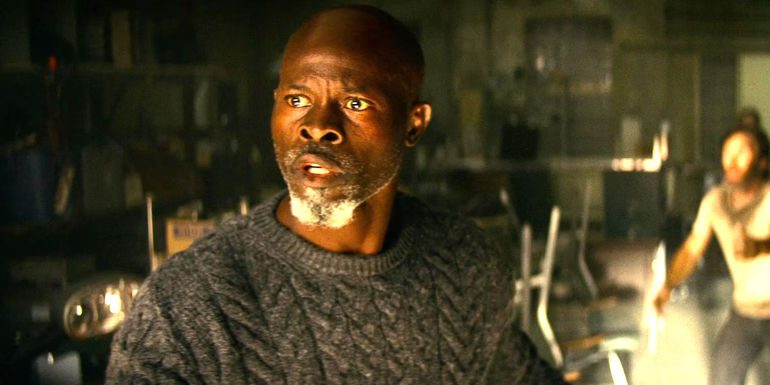 Djimon Hounsou as Man on the Island looks concerned in A Quiet Place Part 2.