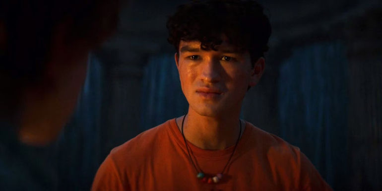 Luke looking sad talking to Percy in Percy Jackson episode 8