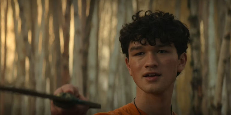 Luke pointing his sword at Percy in Percy Jackson's season 1 finale