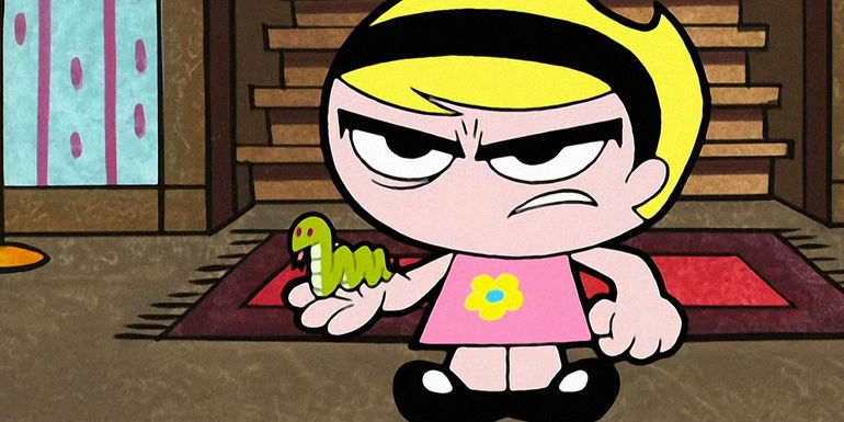 Mandy holds a small snake in The Grim Adventures of Billy and Mandy