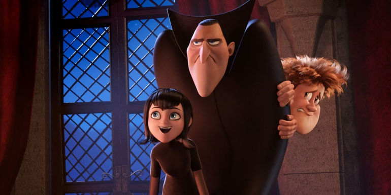 Count Dracula, Mavis, and Jonathan in Hotel Transylvania