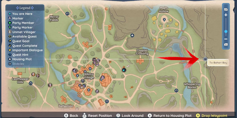 A map of Kilima Village, pointing out the exact location you'll find the gate to Bahari Bay