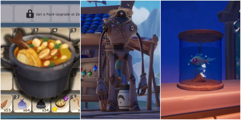 Three things you can do with an Eyeless Minnow fish: cook fish stew, gift it to Einar, or keep them for display in your home