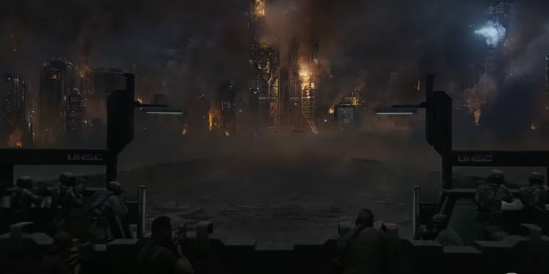 Reach City burns in Halo season 2