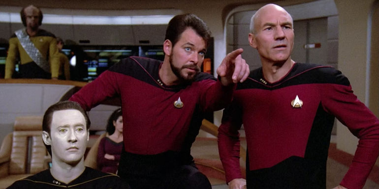Star Trek TNG Where Silence Has Lease Picard Riker Data