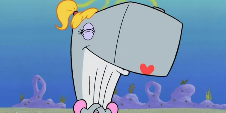 Pearl from SpongeBob SquarePants smiling.