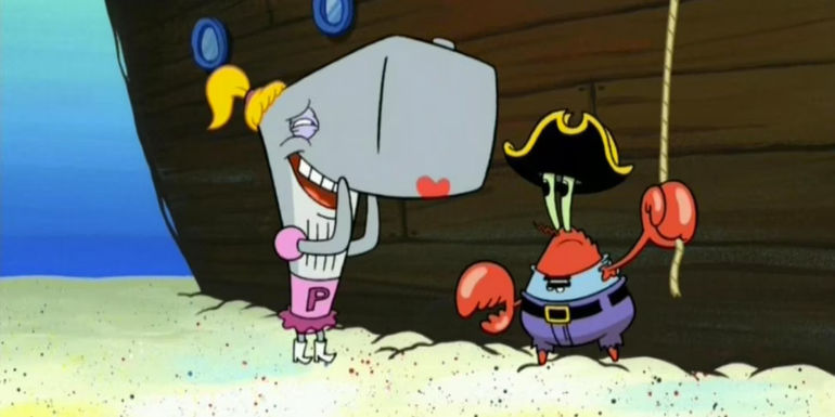 Pearl and Mr. Krabs from SpongeBob SquarePants