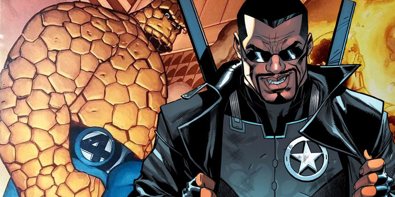 Split image of Blade and The Thing in Marvel Comics