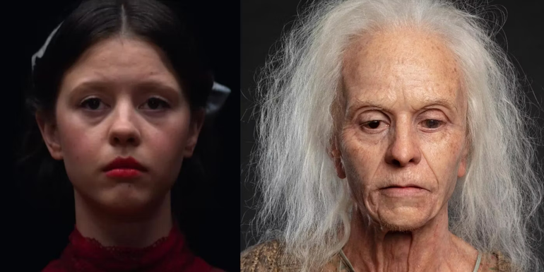 Pearl as a young and old woman