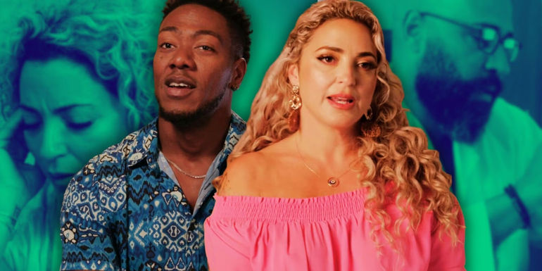  Daniele and Yohan from 90 Day Fiance in front of green background