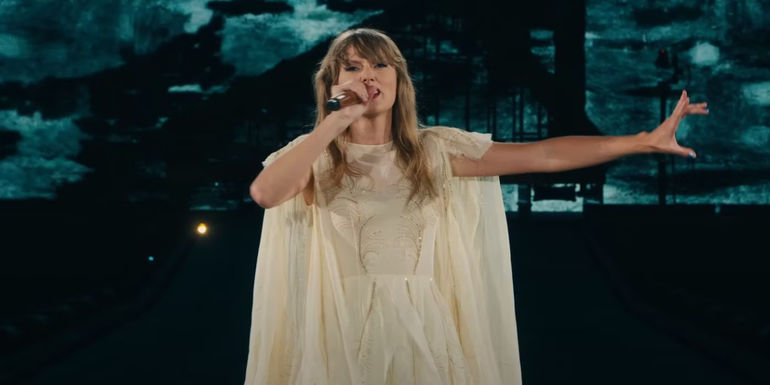 Taylor Swift Singing in The Folklore Era in The Eras Tour Concert Film