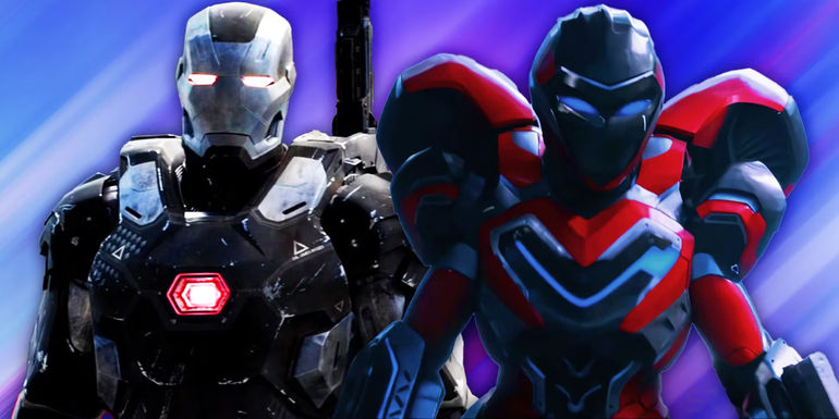 A split image showing the MCU'sWar Machine and Ironheart