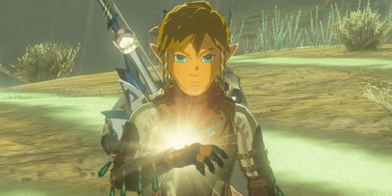 A screenshot of Link with his arm glowing in The Legend of Zelda: Tears of the Kingdom.