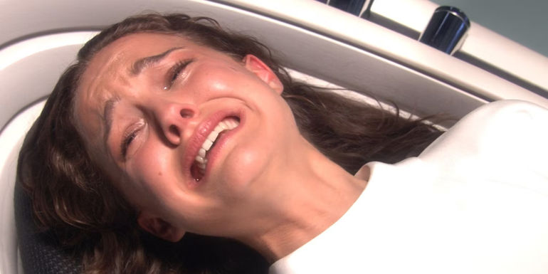 Natalie Portman looking in distress as Padmé Amidala in Star Wars: Episode III - Revenge of the Sith