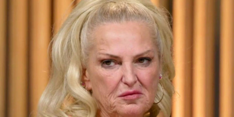 Angela Deem during 90 Day Fiance: Happily Ever After season 7 Tell All, with unhappy expression