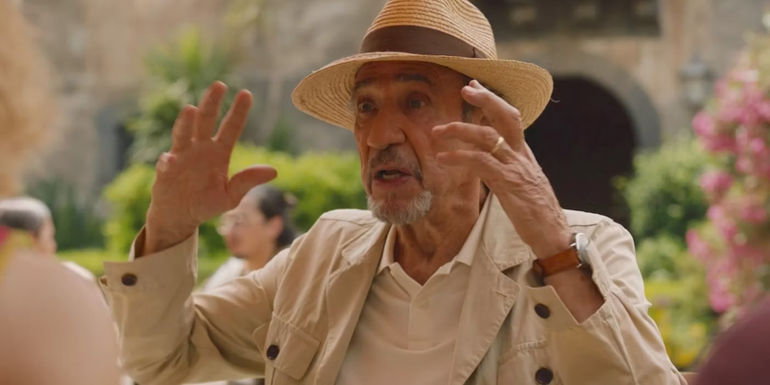 Bert (F Murray Abraham) discussing The Godfather in The White Lotus