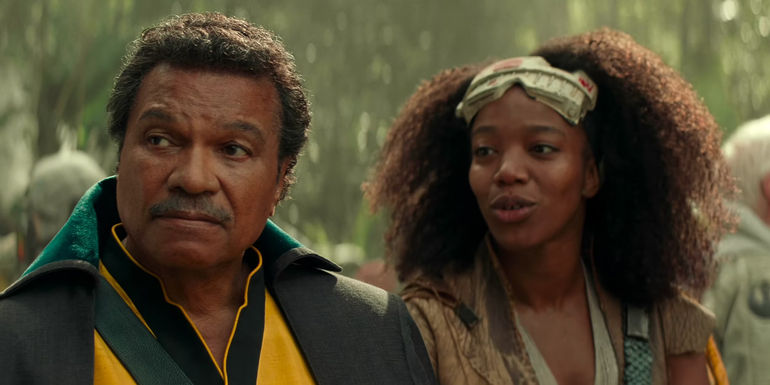Lando Calrissian and Jannah in Star Wars The Rise of Skywalker