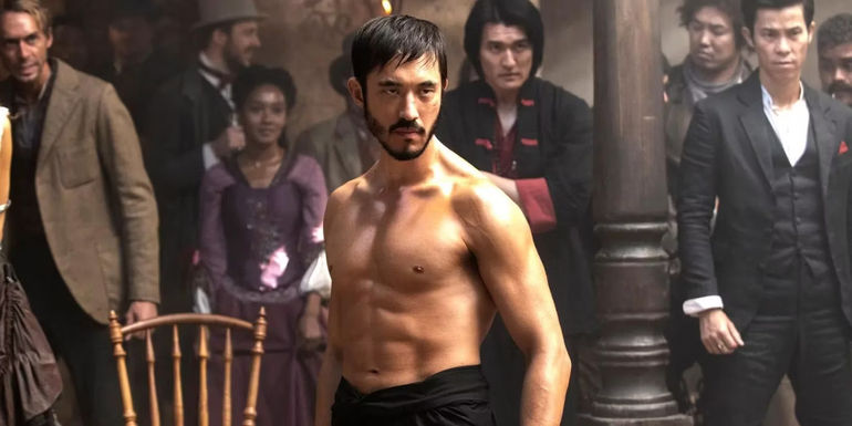 Andrew Koji stands ready to fight as Ah Sahm in Warrior