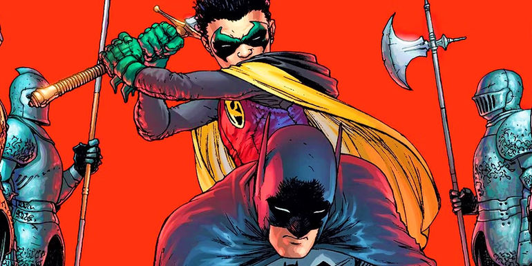 Bruce and Damian Wayne in The Brave and the Bold promo comic book art