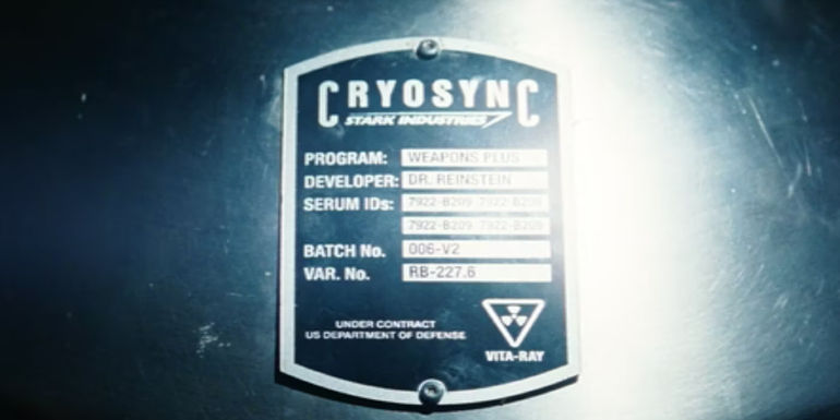 Weapons Plus Easter egg in The Incredible Hulk (2008) showing the Cryosync sign