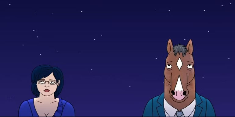 Bojack and Diane in front of a night sky in BoJack Horseman