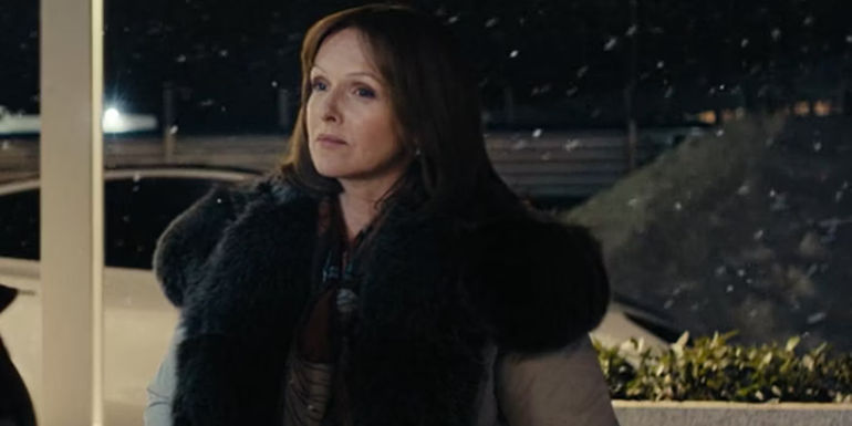 Dervla Kirwan's Kate McKitterick interacting with Danvers outside in the mine in True Detective Night Country