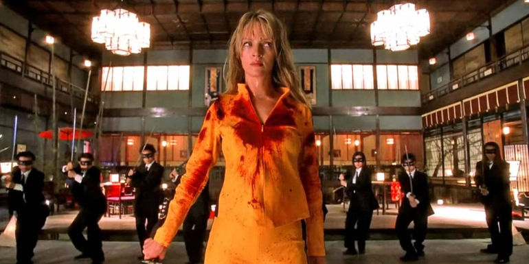 Uma Thurman as The Bride standing ready for battle in Kill Bill Vol. 1 