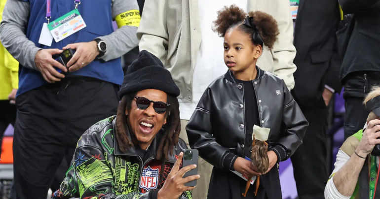 A Legendary Family Outing: Jay-Z, Blue Ivy, and Rumi at Super Bowl LVIII