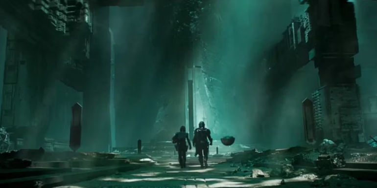 Mando, Bo-Katan, and Grogu on Mandalore