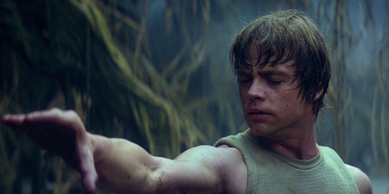 Mark Hamill as Luke Skywalker using the Force in Star Wars