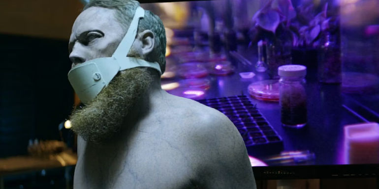 A zombie being experimented on next to chemicals on a desk in The Walking Dead: World Beyond