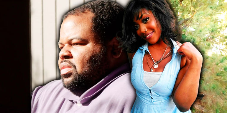 90 Day Fiance star Tyray looking serious and Girlfriend Carmella smiling