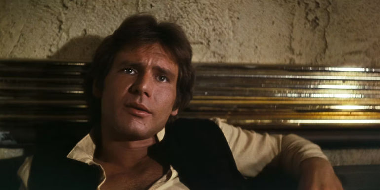 Han Solo (Harrison Ford) looking smug in Star Wars: Episode IV - A New Hope.
