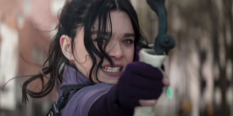 Kate Bishop using a bow and arrow in Hawkeye