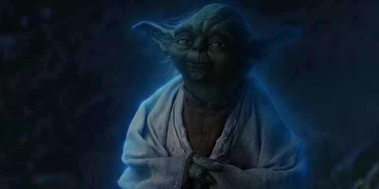 Yoda's Force ghost in The Last Jedi