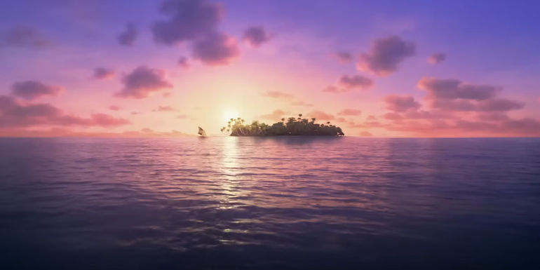 Island on the horizon in the Moana 2