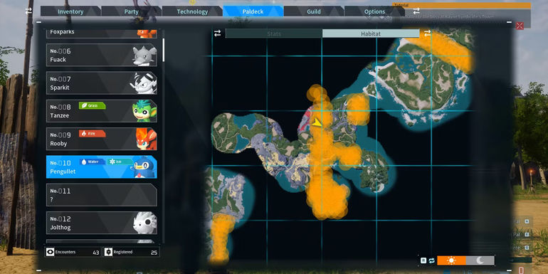 Pengullet habitats in Palworld's starting zone