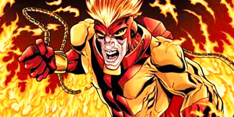 Pyro surrounded by fire in Marvel Comics