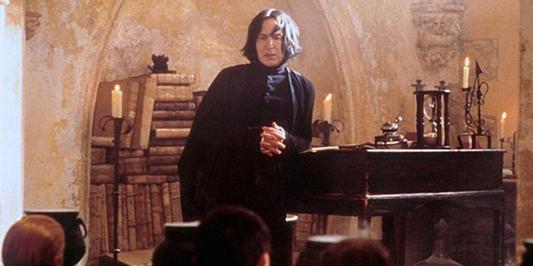 Alan Rickman as Snape Teaching a Potions Class in Harry Potter and the Sorcerer's Stone
