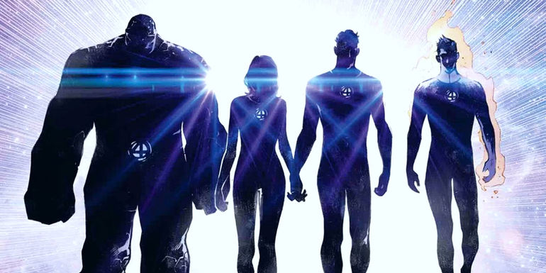 Silhouettes of the Fantastic Four from a Marvel comic