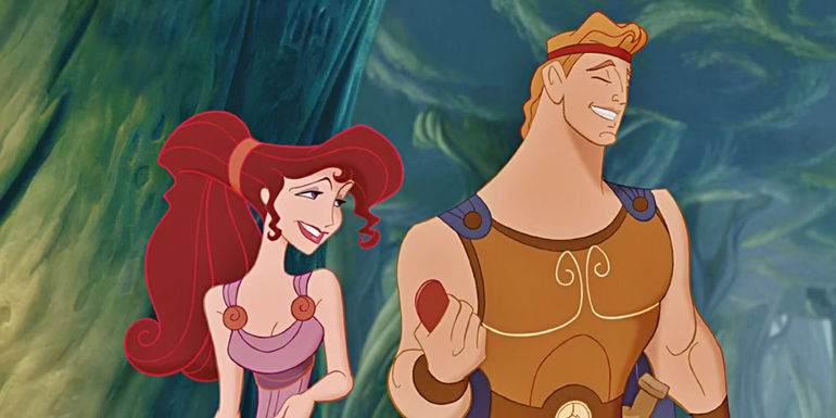  Hercules and Meg are flirting in the woods.