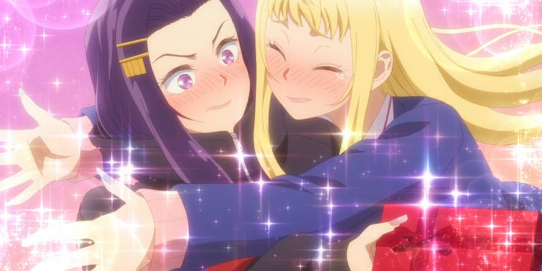 Minami Fuyuki glomps Sayuri Akino over chocolates in Hokkaido Gals Are Super Adorable!