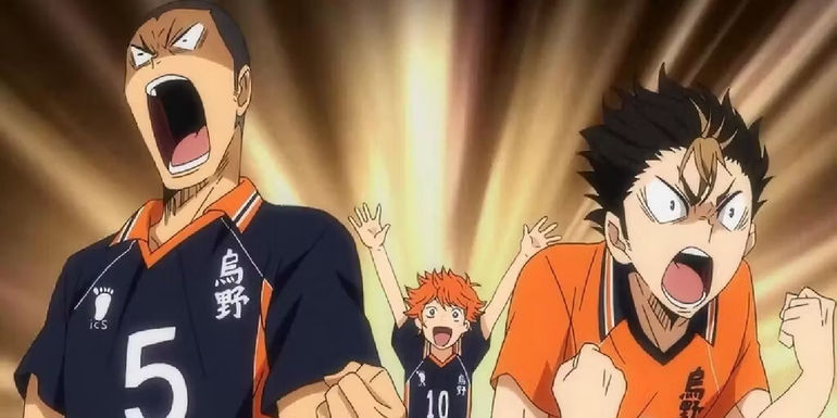 Haikyu!!'s Characters Cheering during a match.