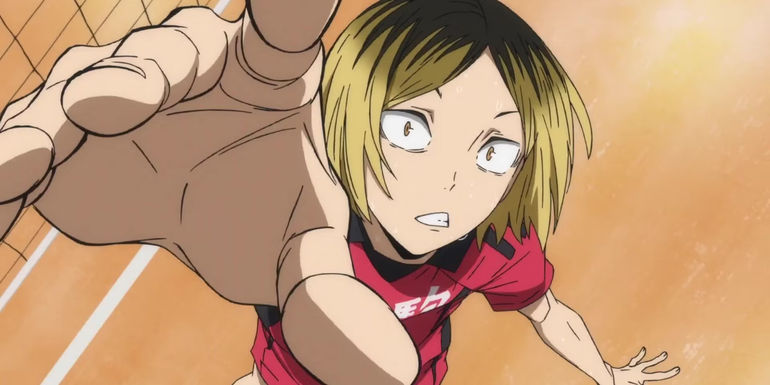 Screen capture from Haikyu!! the Movie of a character reaching towards the net.