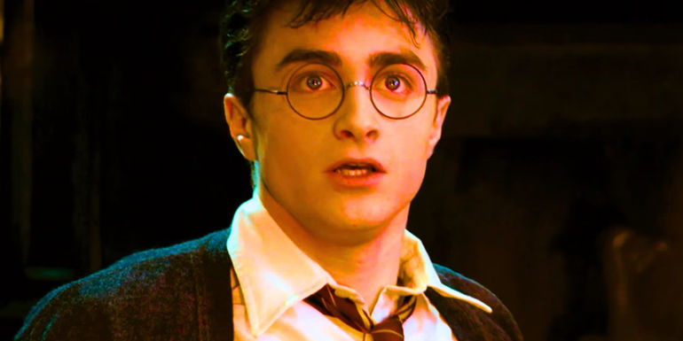 Daniel Radcliffe looking shocked as Harry Potter