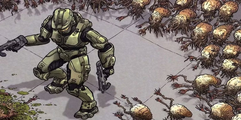 Halo comic book featuring Master Chief and the Flood