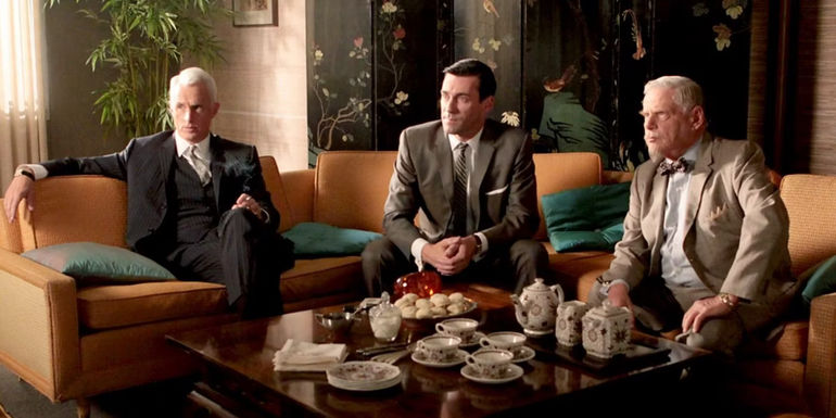 Roger, Don and Burt sitting in Burt's office in Mad Men